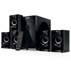 SVEN HT-201 Black,  5.1 / 20W + 5x12W RMS, Bluetooth+EDR, FM-tuner, USB & SD card Input, Digital LED display, built-in clock, remote control, all wooden (sub.5.3- + satl.3.2-)